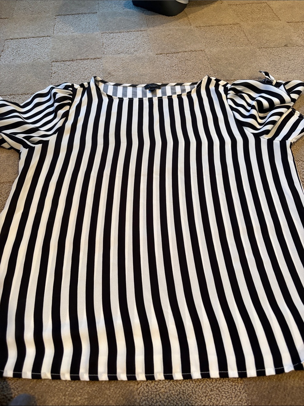 Ann Taylor Factory Black and White Vertical Stripe Blouse